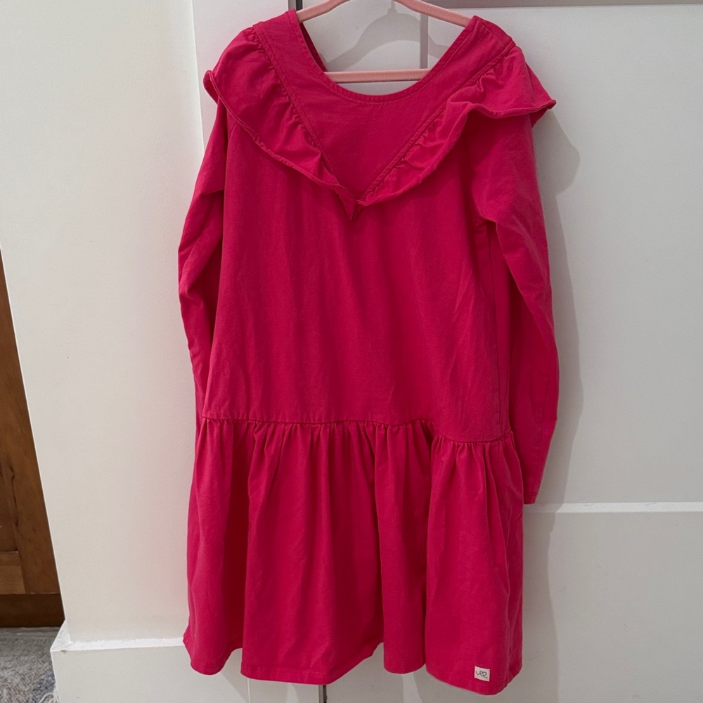Pink Ruffle Long Sleeve Dress - Picture 4 of 5